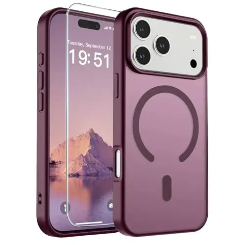 SUPFINE Magnetic for iPhone 17 Pro Max Case (Compatible with MagSafe)(Military Grade Drop Protection) Translucent Matte Shockproof with Anti-Fingerprint Phone Cover 2025,Wine Red - SUPFINE