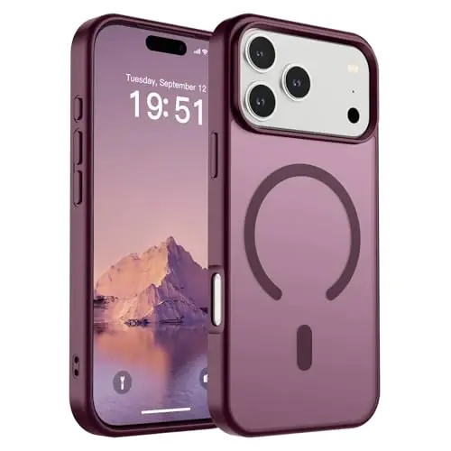 SUPFINE Magnetic for iPhone 17 Pro Max Case (Compatible with MagSafe)(Military Grade Drop Protection) Translucent Matte Shockproof with Anti-Fingerprint Phone Cover,Wine Red 