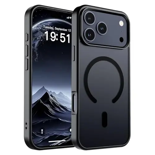 SUPFINE Magnetic for iPhone 17 Pro Max Case (Compatible with MagSafe)(Military Grade Drop Protection) Translucent Matte Shockproof with Anti-Fingerprint Phone Cover, Black - SUPFINE