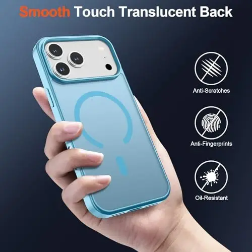 SUPFINE Magnetic for iPhone 17 Pro Max Case (Compatible with MagSafe)(Military Grade Drop Protection) Translucent Matte Shockproof with Anti-Fingerprint Phone Cover 2025,Light Blue - 6