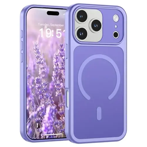 SUPFINE Magnetic for iPhone 17 Pro Max Case Purple | (Compatible with MagSafe)(Military Grade Drop Protection)(Camera Protection)Translucent Matte Phone Cover 