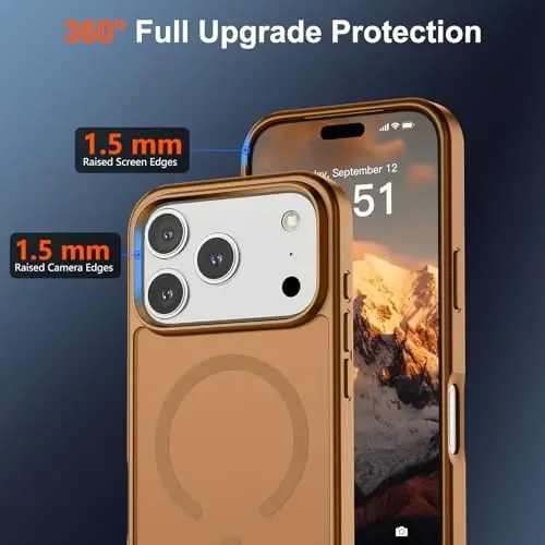 SUPFINE iPhone 17 Pro uchun magnitli g‘ilof (MagSafe bilan mos keladi) (Harbiy darajadagi tushishdan himoya) Shaffof matli zarbga chidamli va barmoq izlariga qarshi telefon g‘ilofi, Jigarrang - 4