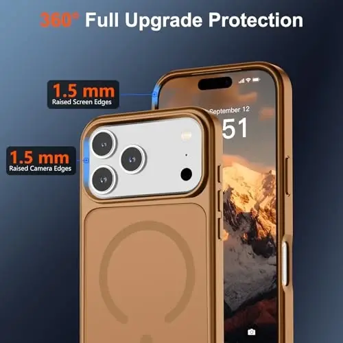 SUPFINE iPhone 17 Pro uchun magnitli g‘ilof (MagSafe bilan mos keladi) (Harbiy darajadagi tushishdan himoya) Shaffof matli zarbga chidamli va barmoq izlariga qarshi telefon g‘ilofi, Jigarrang - 2
