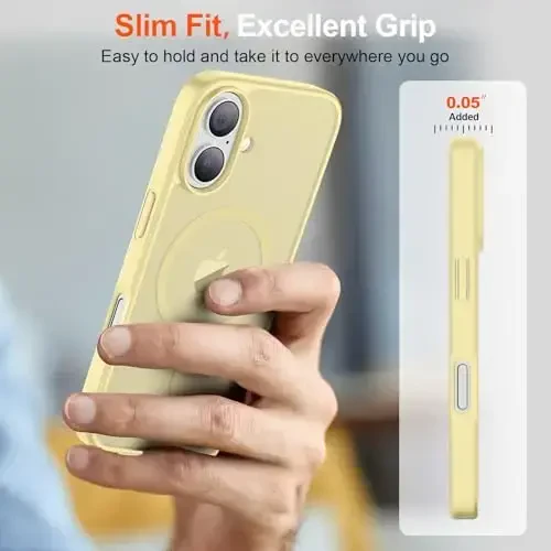 SUPFINE iPhone 17 uchun magnitli g'ilof (MagSafe bilan mos keladi) (Harbiy darajadagi tushishdan himoya) Shaffof matli zarbga chidamli barmoq izlariga qarshi telefon qopqog'i 2025, Buttercream Yellow - 7