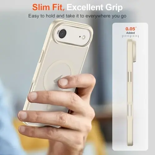 SUPFINE Magnetic for iPhone Air Case (Compatible with MagSafe)(Military Grade Drop Protection) Slim Translucent Matte Shockproof with Anti-Fingerprint Phone Cover for 17 Air,Antique White - 7
