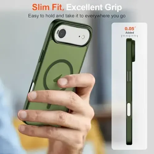 SUPFINE Magnetic for iPhone Air Case (Compatible with MagSafe)(Military Grade Drop Protection) Slim Translucent Matte Shockproof with Anti-Fingerprint Phone Cover for 17 Air,Cangling Green - 7