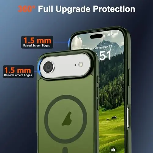 SUPFINE Magnetic for iPhone Air Case (Compatible with MagSafe)(Military Grade Drop Protection) Slim Translucent Matte Shockproof with Anti-Fingerprint Phone Cover for 17 Air,Cangling Green - 4