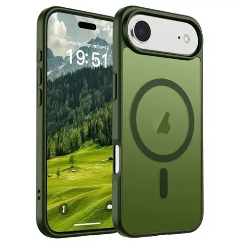SUPFINE Magnetic for iPhone Air Case (Compatible with MagSafe)(Military Grade Drop Protection) Slim Translucent Matte Shockproof with Anti-Fingerprint Phone Cover for 17 Air,Cangling Green - 1