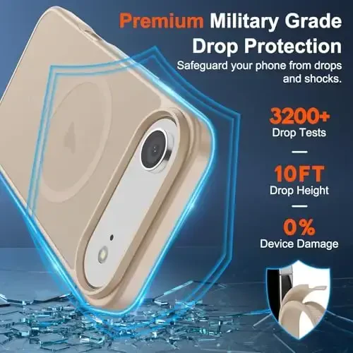 SUPFINE Magnetic for iPhone Air Case (Compatible with MagSafe)(Military Grade Drop Protection) Slim Translucent Matte Shockproof with Anti-Fingerprint Phone Cover for 17 Air,Desert Gold - 3