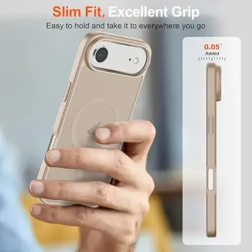 SUPFINE Magnetic for iPhone Air Case (Compatible with MagSafe)(Military Grade Drop Protection) Slim Translucent Matte Shockproof with Anti-Fingerprint Phone Cover for 17 Air,Desert Gold - 7