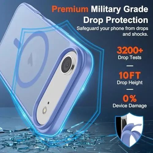 SUPFINE Magnetic for iPhone Air Case (Compatible with MagSafe)(Military Grade Drop Protection) Slim Translucent Matte Shockproof with Anti-Fingerprint Phone Cover for 17 Air,Blue Purple - 3