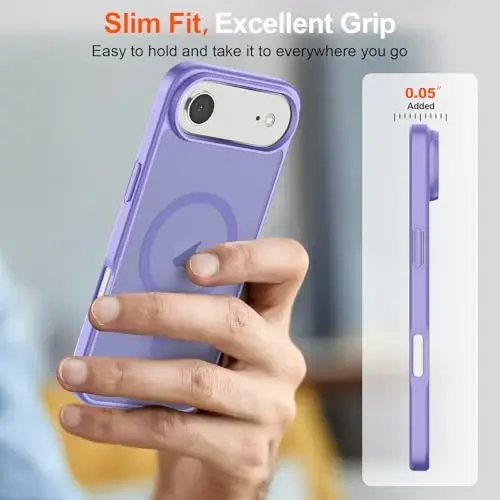 SUPFINE Magnetic for iPhone Air Case (Compatible with MagSafe)(Military Grade Drop Protection) Slim Translucent Matte Shockproof with Anti-Fingerprint Phone Cover for 17 Air,Purple - 7
