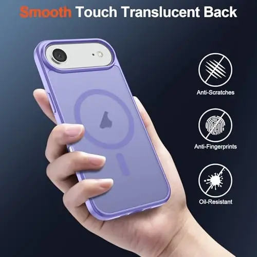 SUPFINE Magnetic for iPhone Air Case (Compatible with MagSafe)(Military Grade Drop Protection) Slim Translucent Matte Shockproof with Anti-Fingerprint Phone Cover for 17 Air,Purple - 6