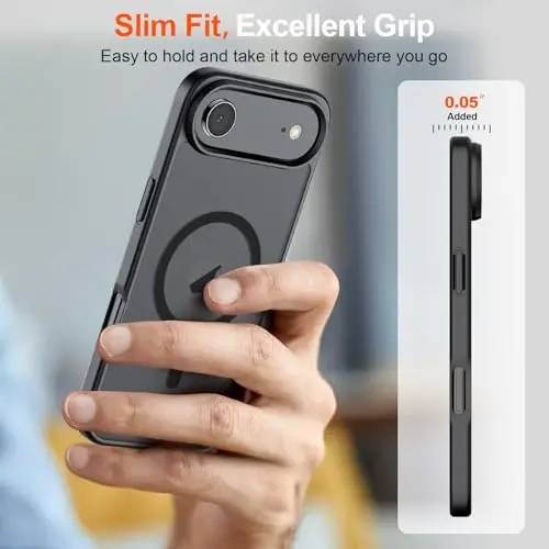 SUPFINE Magnetic for iPhone Air Case (Compatible with MagSafe)(Military Grade Drop Protection) Slim Translucent Matte Shockproof with Anti-Fingerprint Phone Cover for 17 Air, Black - 7