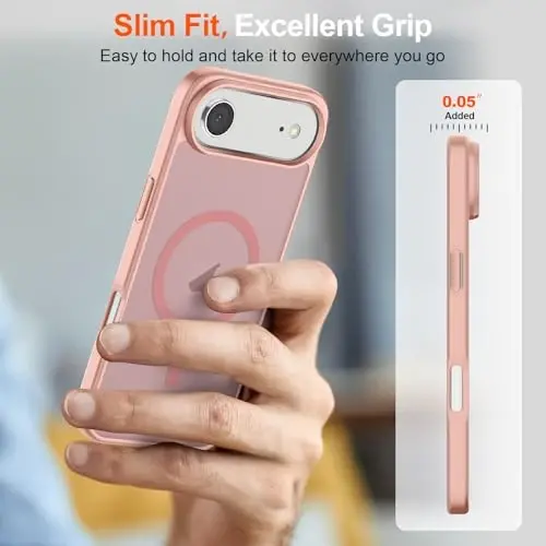 SUPFINE Magnetic for iPhone Air Case (Compatible with MagSafe)(Military Grade Drop Protection) Slim Translucent Matte Shockproof with Anti-Fingerprint Phone Cover 2025,Pink - 6