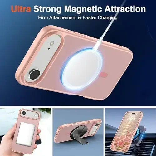SUPFINE Magnetic for iPhone Air Case (Compatible with MagSafe)(Military Grade Drop Protection) Slim Translucent Matte Shockproof with Anti-Fingerprint Phone Cover for 17 Air,Pink - 4