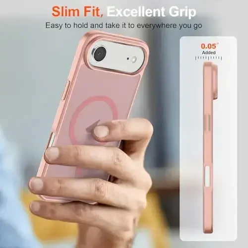 SUPFINE Magnetic for iPhone Air Case (Compatible with MagSafe)(Military Grade Drop Protection) Slim Translucent Matte Shockproof with Anti-Fingerprint Phone Cover for 17 Air,Pink - 6