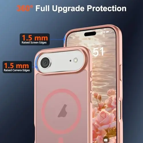 SUPFINE Magnetic for iPhone Air Case (Compatible with MagSafe)(Military Grade Drop Protection) Slim Translucent Matte Shockproof with Anti-Fingerprint Phone Cover for 17 Air,Pink - 3