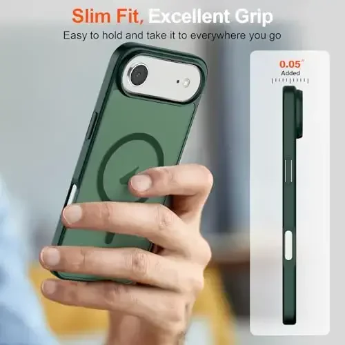 SUPFINE Magnetic for iPhone Air Case (Compatible with MagSafe)(Military Grade Drop Protection) Slim Translucent Matte Shockproof with Anti-Fingerprint Phone Cover for 17 Air 2025,Forest Green - 9
