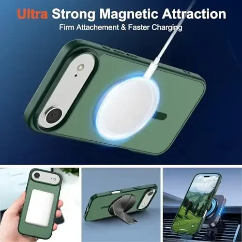 SUPFINE Magnetic for iPhone Air Case (Compatible with MagSafe)(Military Grade Drop Protection) Slim Translucent Matte Shockproof with Anti-Fingerprint Phone Cover for 17 Air 2025,Forest Green - 5