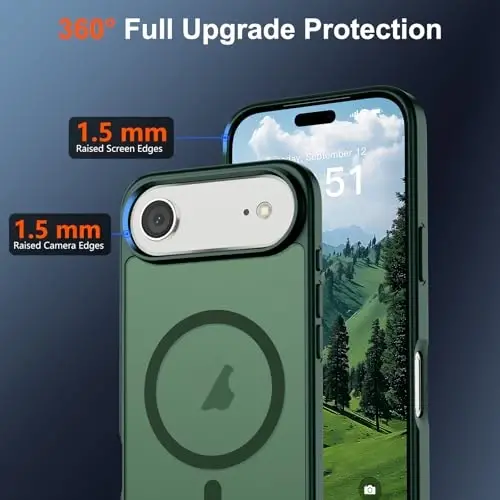 SUPFINE Magnetic for iPhone Air Case (Compatible with MagSafe)(Military Grade Drop Protection) Slim Translucent Matte Shockproof with Anti-Fingerprint Phone Cover for 17 Air 2025,Forest Green - 4