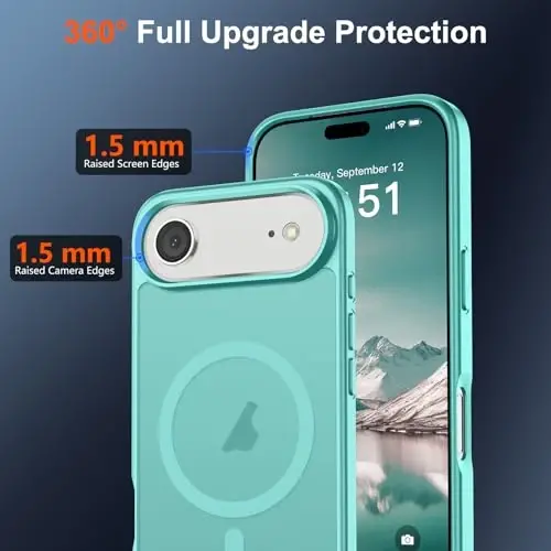 SUPFINE Magnetic for iPhone Air Case (Compatible with MagSafe)(Military Grade Drop Protection) Slim Translucent Matte Shockproof with Anti-Fingerprint Phone Cover for 17 Air,Blue Green - 4