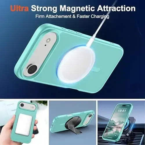 SUPFINE Magnetic for iPhone Air Case (Compatible with MagSafe)(Military Grade Drop Protection) Slim Translucent Matte Shockproof with Anti-Fingerprint Phone Cover for 17 Air,Blue Green - 5