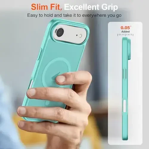 SUPFINE Magnetic for iPhone Air Case (Compatible with MagSafe)(Military Grade Drop Protection) Slim Translucent Matte Shockproof with Anti-Fingerprint Phone Cover for 17 Air,Blue Green - 7