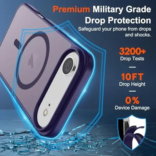 SUPFINE Magnetic for iPhone Air Case (Compatible with MagSafe)(Military Grade Drop Protection) Slim Translucent Matte Shockproof with Anti-Fingerprint Phone Cover for 17 Air,Dark Purple - 3