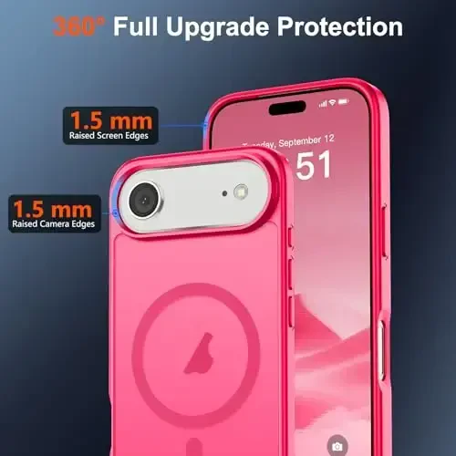 SUPFINE Magnetic for iPhone Air Case (Compatible with MagSafe)(Military Grade Drop Protection) Slim Translucent Matte Shockproof with Anti-Fingerprint Phone Cover for 17 Air,Hot Pink - 4