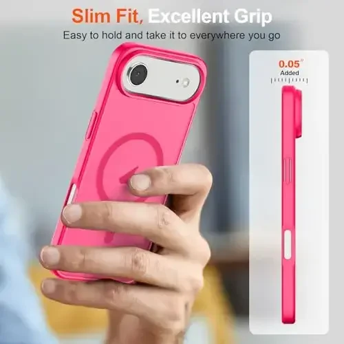 SUPFINE Magnetic for iPhone Air Case (Compatible with MagSafe)(Military Grade Drop Protection) Slim Translucent Matte Shockproof with Anti-Fingerprint Phone Cover for 17 Air,Hot Pink - 7