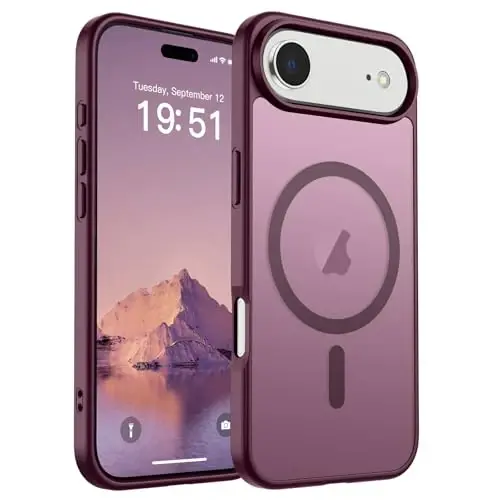 SUPFINE Magnetic for iPhone Air Case (Compatible with MagSafe)(Military Grade Drop Protection) Slim Translucent Matte Shockproof with Anti-Fingerprint Phone Cover for 17 Air,Wine Red 