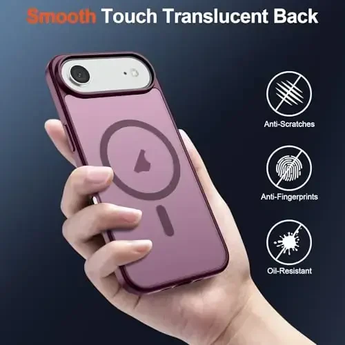 SUPFINE Magnetic for iPhone Air Case (Compatible with MagSafe)(Military Grade Drop Protection) Slim Translucent Matte Shockproof with Anti-Fingerprint Phone Cover for 17 Air,Wine Red - 6