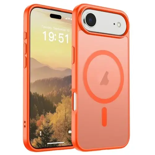 SUPFINE Magnetic for iPhone Air Case (Compatible with MagSafe)(Military Grade Drop Protection) Slim Translucent Matte Shockproof with Anti-Fingerprint Phone Cover for 17 Air,Orange - SUPFINE