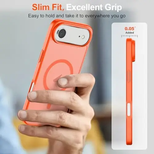 SUPFINE Magnetic for iPhone Air Case (Compatible with MagSafe)(Military Grade Drop Protection) Slim Translucent Matte Shockproof with Anti-Fingerprint Phone Cover for 17 Air,Orange - 7