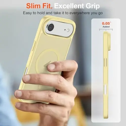 SUPFINE Magnetic for iPhone Air Case (Compatible with MagSafe)(Military Grade Drop Protection) Slim Translucent Matte Shockproof with Anti-Fingerprint Phone Cover for 17 Air,Buttercream Yellow - 7