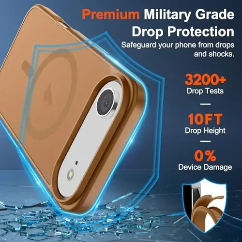 SUPFINE Magnetic for iPhone Air Case (Compatible with MagSafe)(Military Grade Drop Protection) Slim Translucent Matte Shockproof with Anti-Fingerprint Phone Cover for 17 Air,Brown - 3