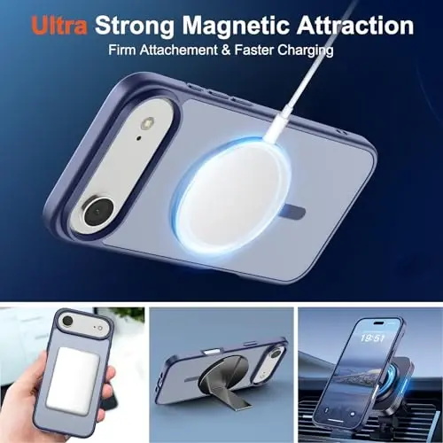SUPFINE Magnetic for iPhone Air Case (Compatible with MagSafe)(Military Grade Drop Protection) Slim Translucent Matte Shockproof with Anti-Fingerprint Phone Cover for 17 Air,Lavender Gray - 5