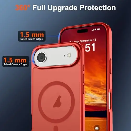 SUPFINE Magnetic for iPhone Air Case (Compatible with MagSafe)(Military Grade Drop Protection) Slim Translucent Matte Shockproof with Anti-Fingerprint Phone Cover for 17 Air,Red - 4