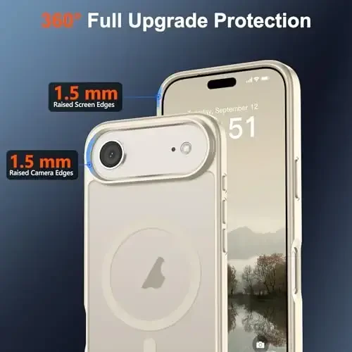 SUPFINE iPhone Air uchun magnitli g'ilof (MagSafe bilan mos keladi) (Harbiy darajadagi tushishdan himoya) Yupqa shaffof mat zarbga chidamli, 17 Air uchun barmoq izlariga qarshi telefon qopqog'i, Antik oq - 4