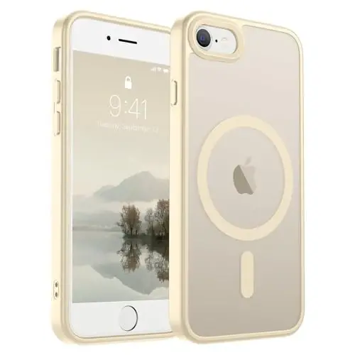 SUPFINE Magnetic for iPhone SE Case 2022 (3rd)/2020 (2nd), iPhone 8 Case (Compatible with MagSafe) (Military Grade Drop Protection) Slim Translucent Matte Phone Case, Antique White 