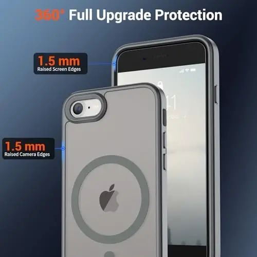 SUPFINE Magnetic for iPhone SE Case 2022 (3rd)/2020 (2nd), iPhone 8 Case (Compatible with MagSafe) (Military Grade Drop Protection) Slim Translucent Matte Phone Case, Gray - 3