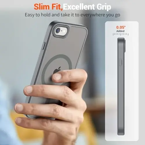 SUPFINE Magnetic for iPhone SE Case 2022 (3rd)/2020 (2nd), iPhone 8 Case (Compatible with MagSafe) (Military Grade Drop Protection) Slim Translucent Matte Phone Case, Gray - 7