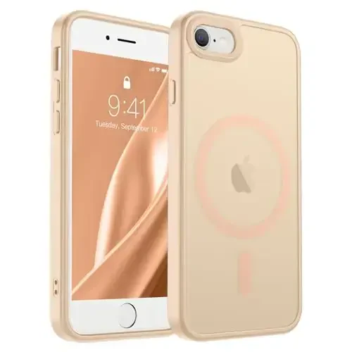 SUPFINE Magnetic for iPhone SE Case 2022 (3rd)/2020 (2nd), iPhone 8 Case (Compatible with MagSafe) (Military Grade Drop Protection) Slim Translucent Matte Phone Case, Sand Pink 