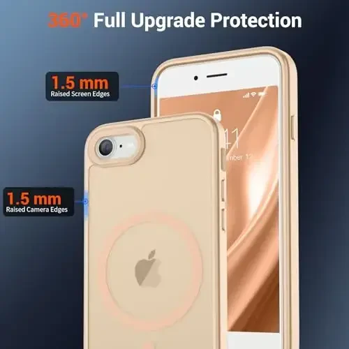 SUPFINE Magnetic for iPhone SE Case 2022 (3rd)/2020 (2nd), iPhone 8 Case (Compatible with MagSafe) (Military Grade Drop Protection) Slim Translucent Matte Phone Case, Sand Pink - 4