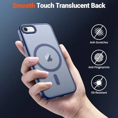 SUPFINE Magnetic for iPhone SE Case 2022 (3rd)/2020 (2nd), iPhone 8 Case (Compatible with MagSafe) (Military Grade Drop Protection) Slim Translucent Matte Phone Case,Lavender Gray - 6