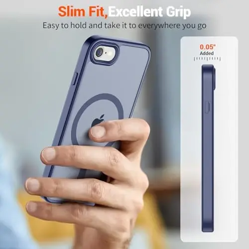 SUPFINE Magnetic for iPhone SE Case 2022 (3rd)/2020 (2nd), iPhone 8 Case (Compatible with MagSafe) (Military Grade Drop Protection) Slim Translucent Matte Phone Case,Lavender Gray - 7