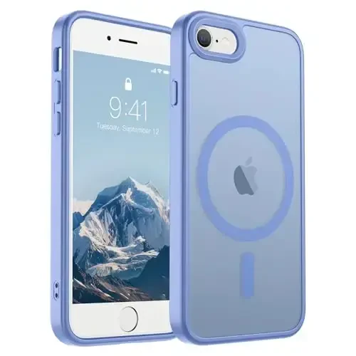 SUPFINE Magnetic for iPhone SE Case 2022 (3rd)/2020 (2nd), iPhone 8 Case (Compatible with MagSafe) (Military Grade Drop Protection) Slim Translucent Matte Phone Case, Blue Purple 