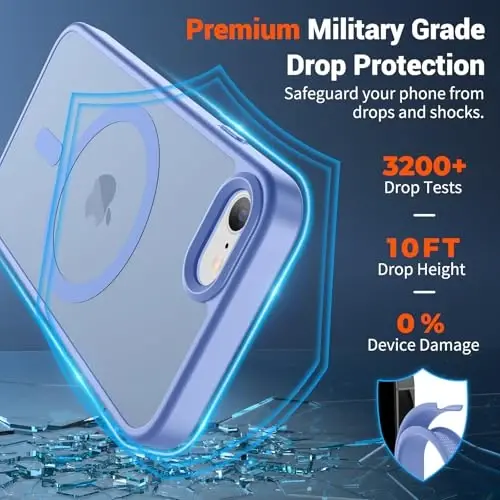 SUPFINE Magnetic for iPhone SE Case 2022 (3rd)/2020 (2nd), iPhone 8 Case (Compatible with MagSafe) (Military Grade Drop Protection) Slim Translucent Matte Phone Case, Blue Purple - 2