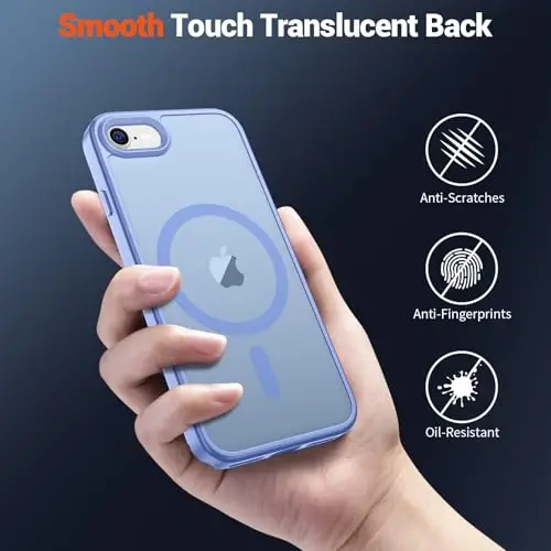 SUPFINE Magnetic for iPhone SE Case 2022 (3rd)/2020 (2nd), iPhone 8 Case (Compatible with MagSafe) (Military Grade Drop Protection) Slim Translucent Matte Phone Case, Blue Purple - 5